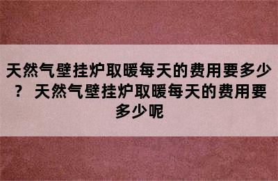 天然气壁挂炉取暖每天的费用要多少？ 天然气壁挂炉取暖每天的费用要多少呢